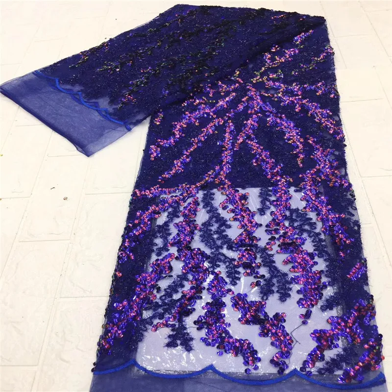 2020 Высокое качество африканская кружевная ткань 3D цветы с Тюлевая блестками