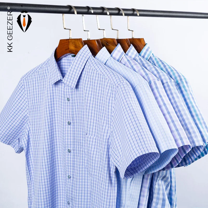 Мужская приталенная рубашка в клетку Повседневная Формальная полоску с