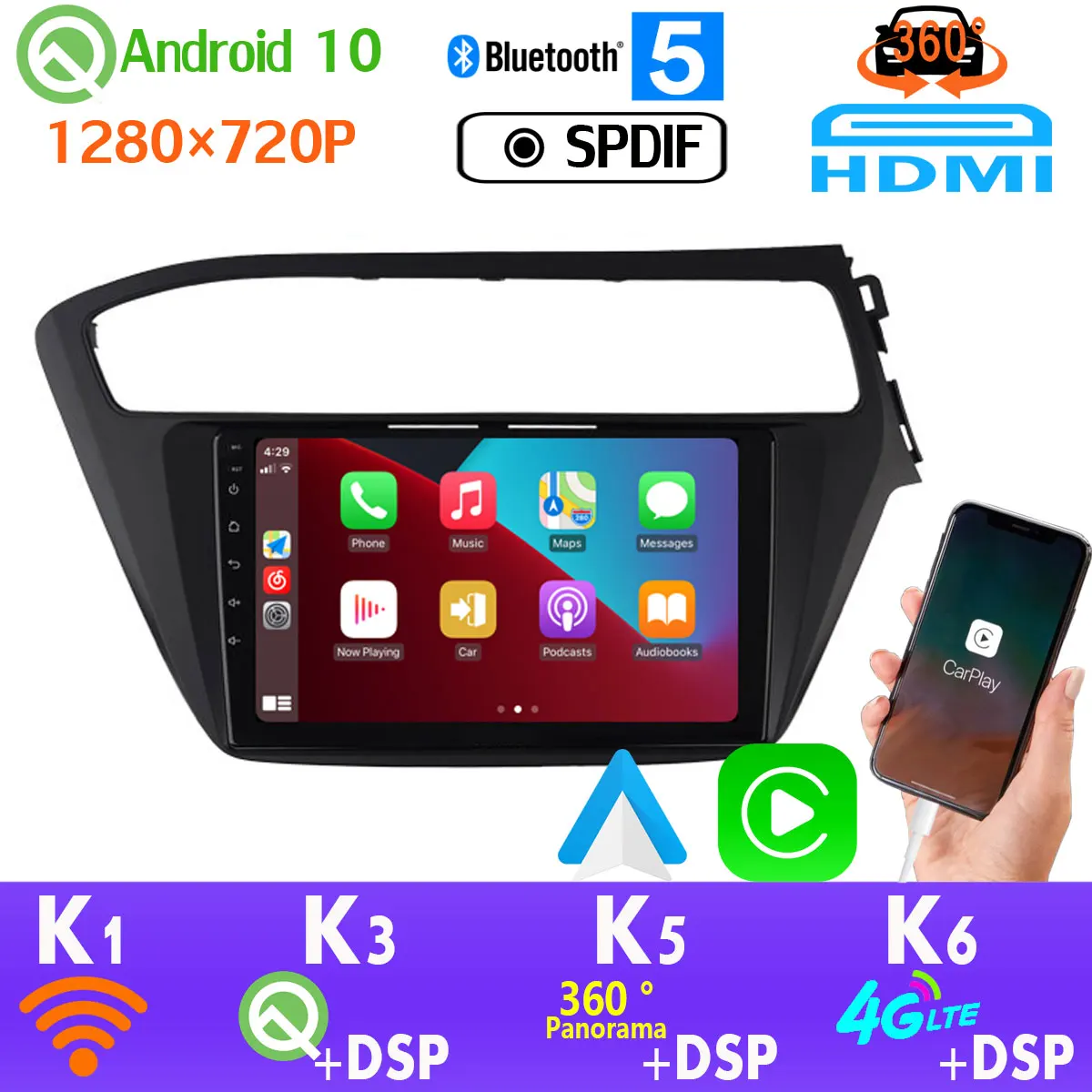 1280*720P PX6 4G + 64G Android 10 0 автомобильный проигрыватель с радио и GPS для Hyundai i20 LHD RHD HDMI LTE
