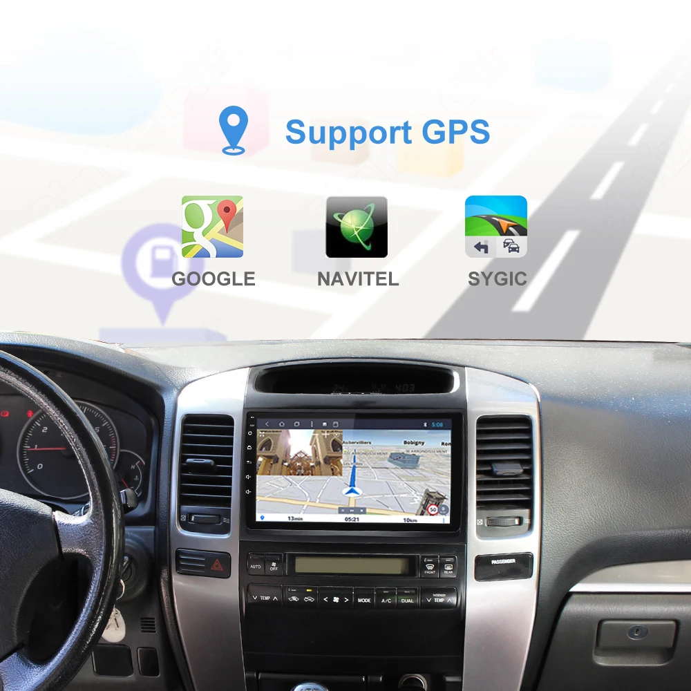 Автомагнитола 2 Din мультимедийный плеер с GPS 9 дюймов на Android 1 для Toyota Land Cruiser Prado 2004