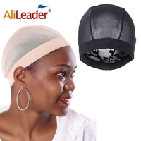 alileader wholesale hair nets breathable wig cap mesh dome cap with wig grip wig accessoring for human hair stocking cap black