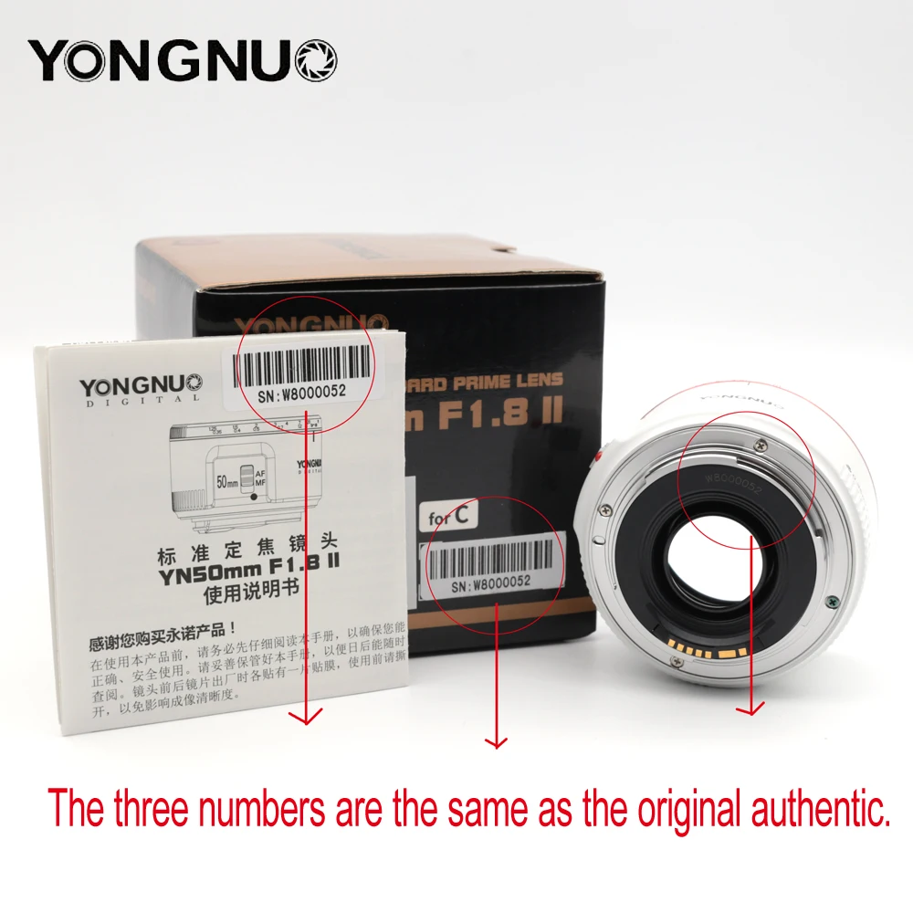 YONGNUO YN50mm F1.8 II Lens White Standard Prime Large Aperture Auto Focus Camera for Canon EOS 70D 5D2 5D3 600D DSLR | Электроника