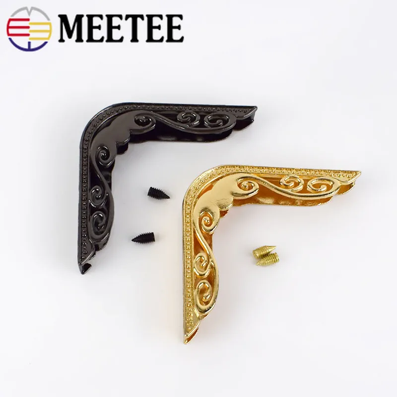 Meetee 4/10 шт. 48 мм уголок с винтовым зажимом для сумки из натуральной кожи для защиты кромок металлические пряжки-Крючки декоративная фурнитура Аксессуары BF162