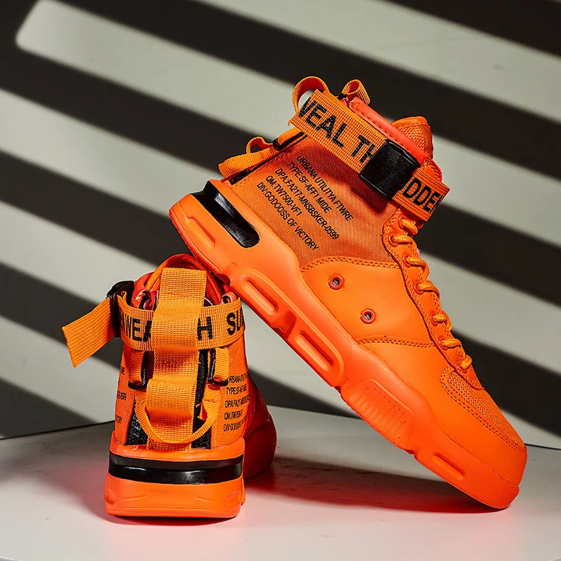 Кроссовки мужские из ПУ кожи Классические высокие кеды с принтом пряжкой