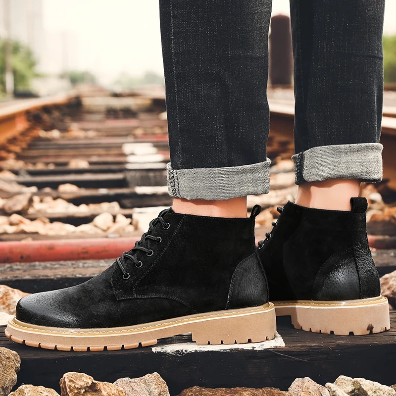 Осенняя мужская обувь Модные мужские ботинки Высококачественная замшевая