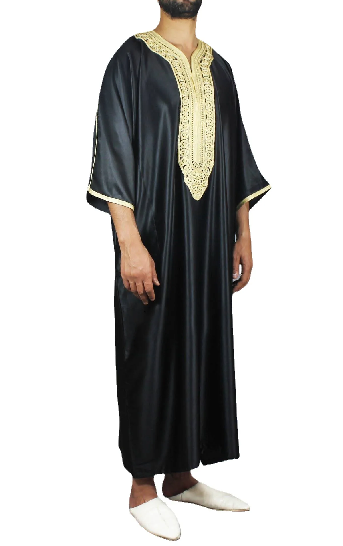 2021 Summer New Navy Blue African Ethnic Style Men'S Long Shirt Spot Black Muslim Robe Jl037