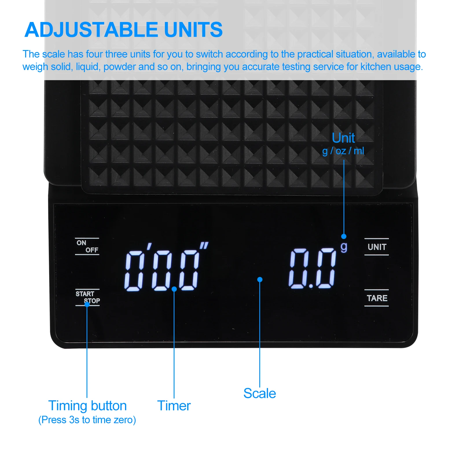

pour over scale Coffee Scale Plastic Multifunctional Practical Backlight Touching Buttons Timer Weighing Device for durable