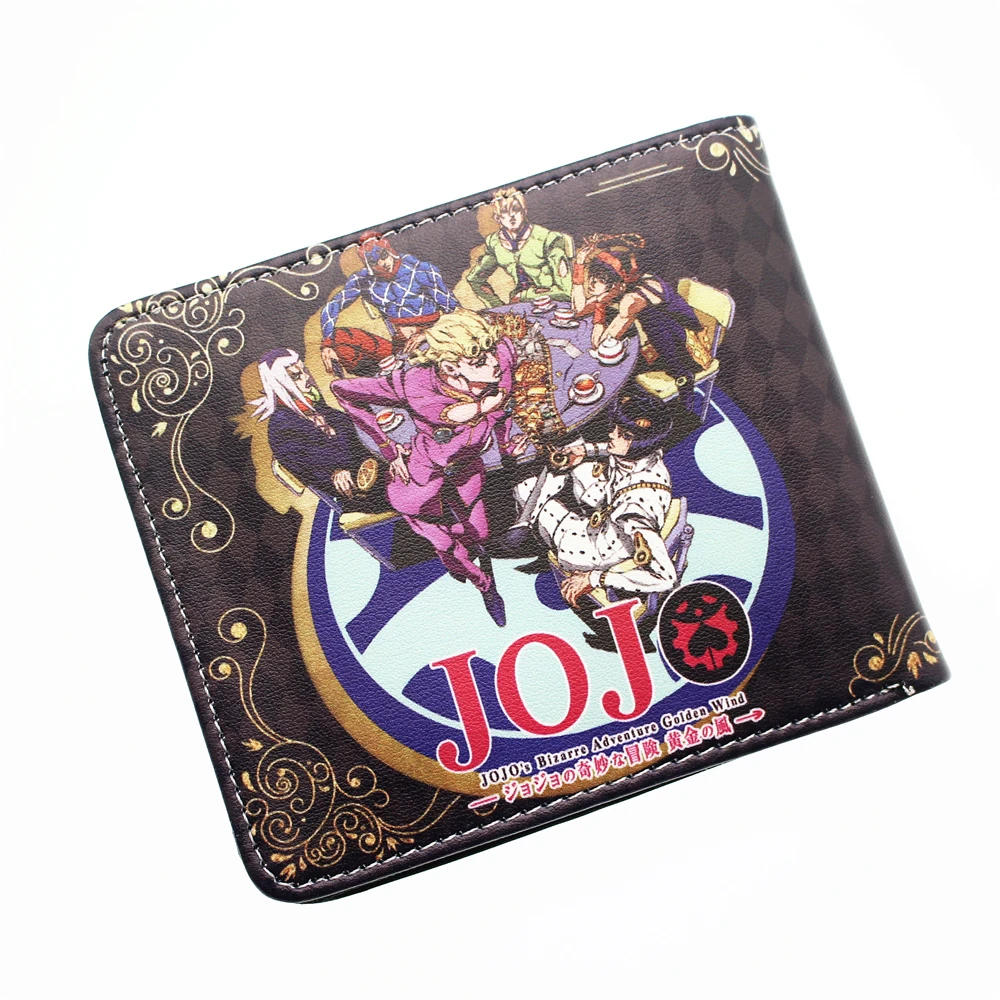 Аниме JoJo's Необычные Приключения PU короткий кошелек Двойные фото держатель для карт слоев мальчиков монета карман кожаный мультфильм печати кошелек