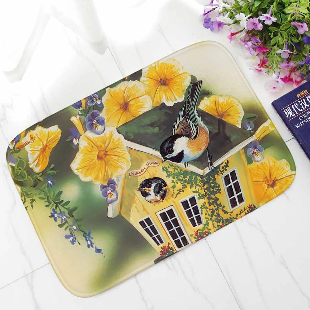 Цветочный фланелевый Коврик для пола с птицами впитывающий комнатный коврик