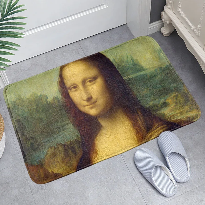 

Коврик дверной домашний «Мона Лиза», Противоскользящий коврик машинной работы для гостиной/прихожей, коврик для ванной, подарок для детей