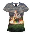 Футболка женская Кот-агрессор на единороге (Коты)