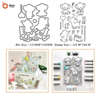 animal elephant and friend metal cutting dies and stamps stencil for diy scrapbooking photo album embossing decorative paper car