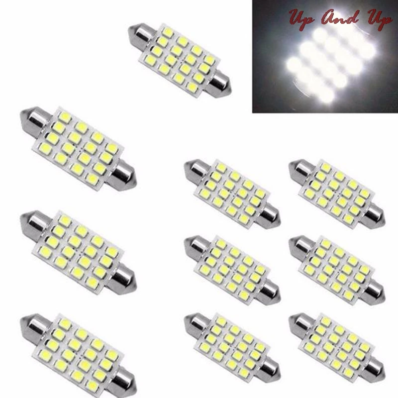 

14Pcs White LED Lamp Interior Light Package Kit T10 36mm Car Auto Interior Map Dome License Plate Replacement White Lamp Set