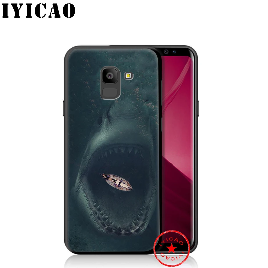 IYICAO Shark Animal Funny Soft Phone Case for Samsung Galaxy A9 A8 A7 J6 A6 Plus 2018 A5 A3 2016 2017 Silicone Cover |