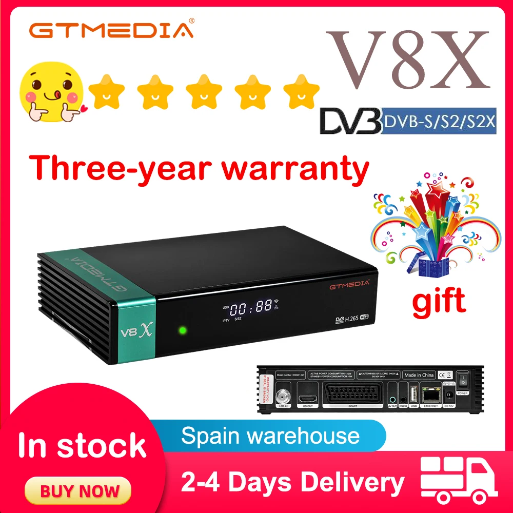 

Спутниковый ресивер GTMEDIA V8X, спутниковый ТВ-приемник 1080P HD DVB-S/S2/S2X H.265, встроенный Wi-Fi V8 Nova, обновленный gtmedia V9 PRIME