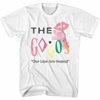the go gos lips are sealed white adult t shirt