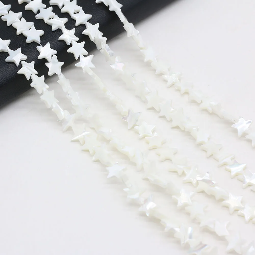 

Бусины из натуральной пресноводной белой ракушки с пятиконечными звездами, изготовление самодельных искусственных браслетов, подарок для ...