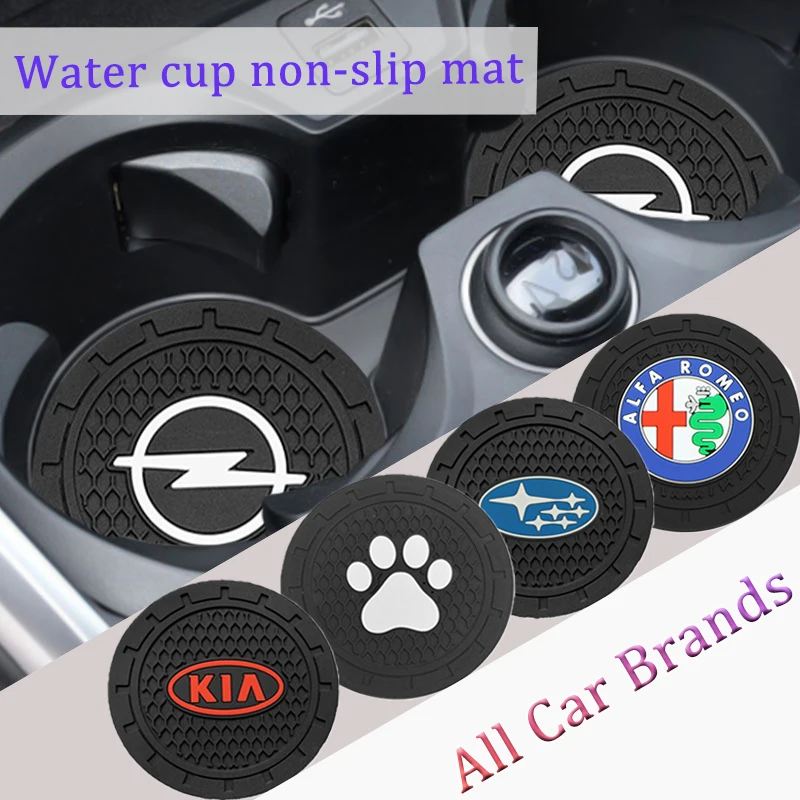 

2pcs Car Non-slip Pad Cup Holder Mat Car Sign Coaster For VWs Volkswagens CC Polo T5 6R Golf 7 6 5 4 MK7 MK5 Passat B6 Touran