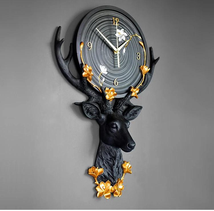 Настенные часы с изображением оленя в европейском стиле креативные Роскошные