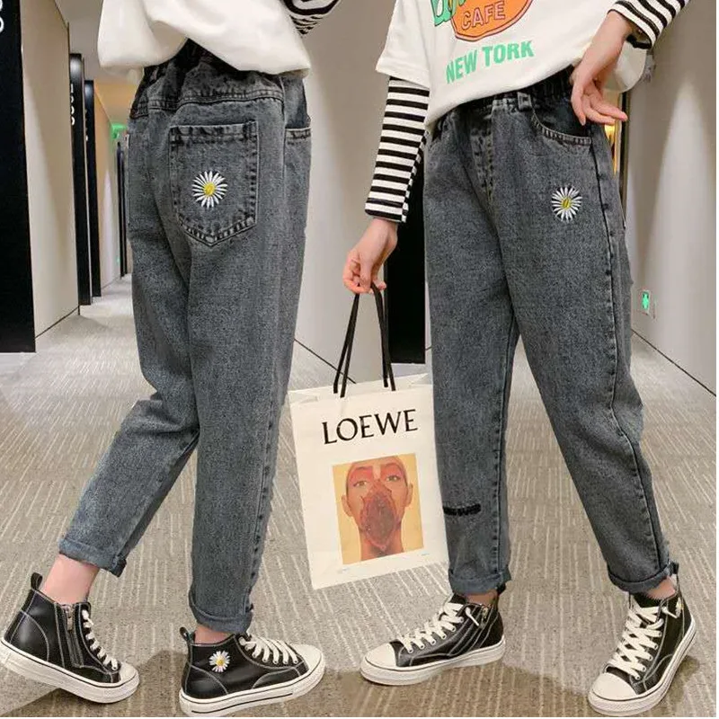 Girls Fashion Loose Version Children's Casual Pants Trousers Spring and Autumn Children's Clothing Jeans  Girls Pants