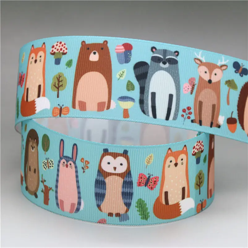 DHK 1.5'' 5yards fox cat animals printed grosgrain Ribbon Accessory hairbow headwear decoration DIY Wholesale 38mm E1615 - Цвет: 1