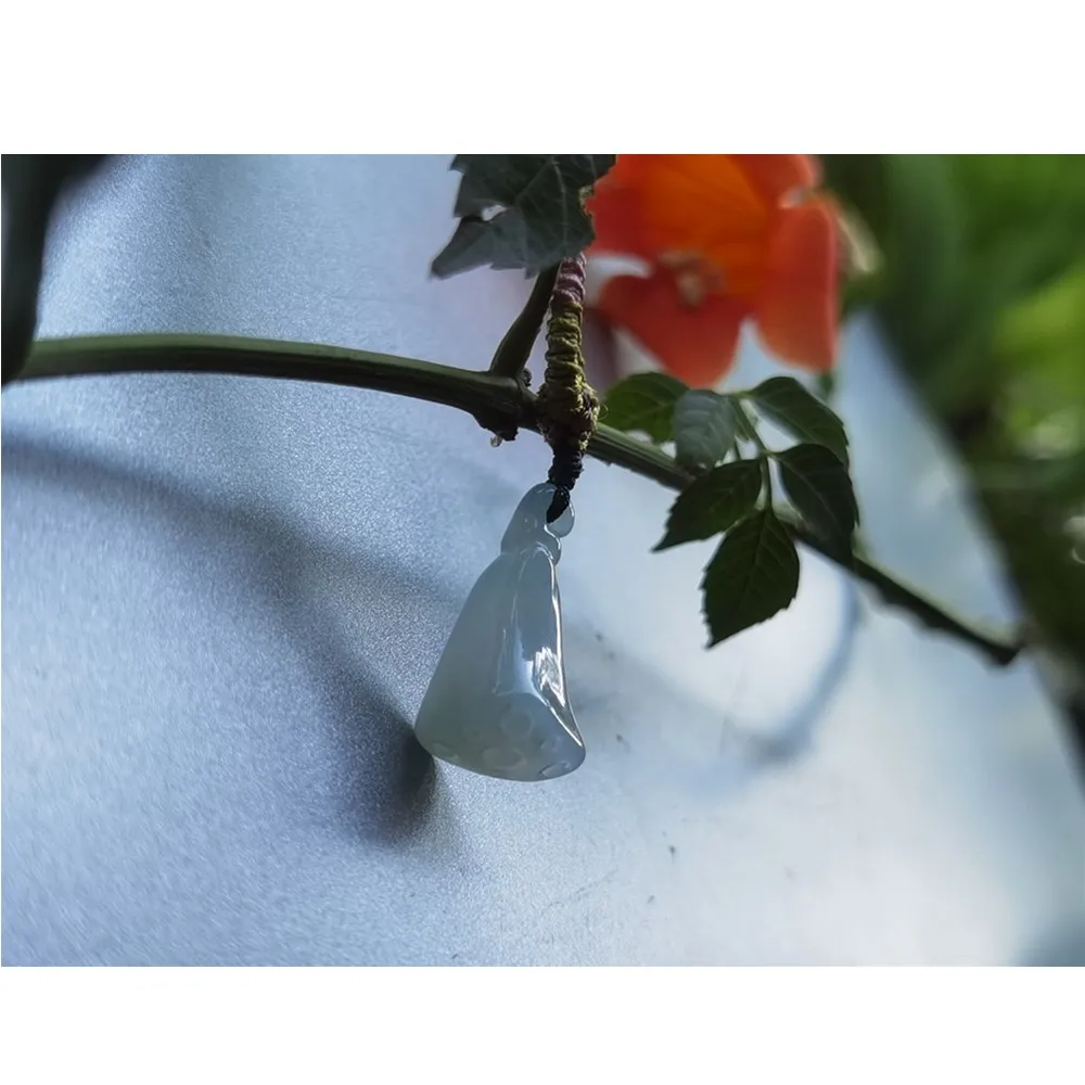 

Natural Jade Lotus Seedpod Jadeite Emerald Necklace Carved Charm Jewellery Fashion Amulet for Men Women Lucky Gifts