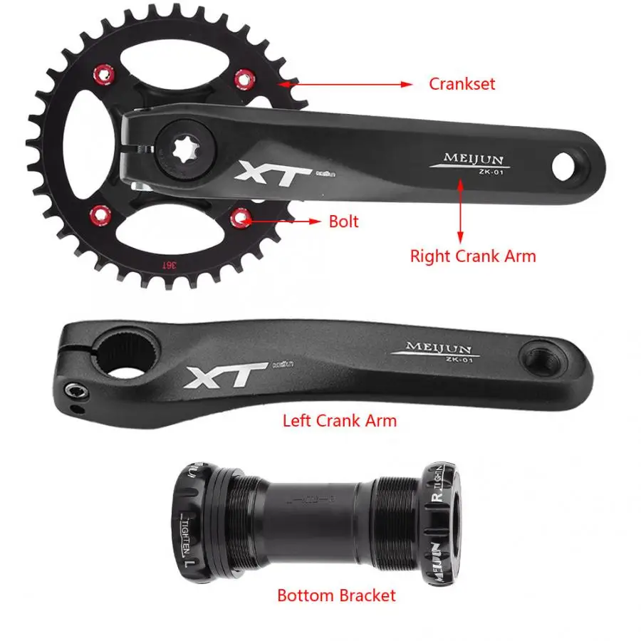 MEIJUN Bicycle BCD 104 Crankset 170mm for MTB Road Bike Crank Chainwheel Single Narrow Wide with Bottom Bracket BB Sprocket | Спорт и