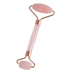 Роллер из розового кварца для похудения, массажер для лица, инструмент для лифтинга кожи лица, Нефритовый ролик с двойной головкой, натуральный нефрит, массажный камень для лица