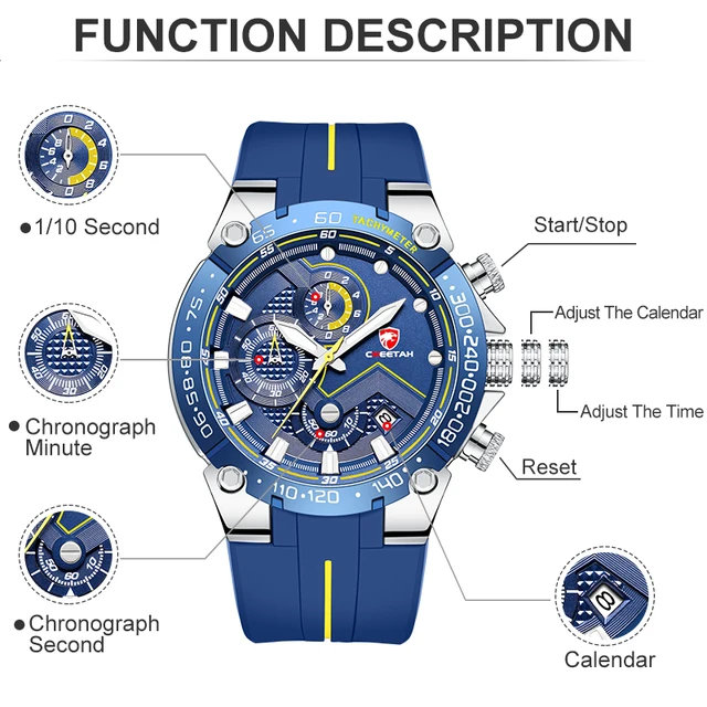 CHEETAH New Watches Mens Luxury Brand Big Dial Watch Men Waterproof Quartz Wristwatch Sports Chronograph Clock Relogio Masculino 4