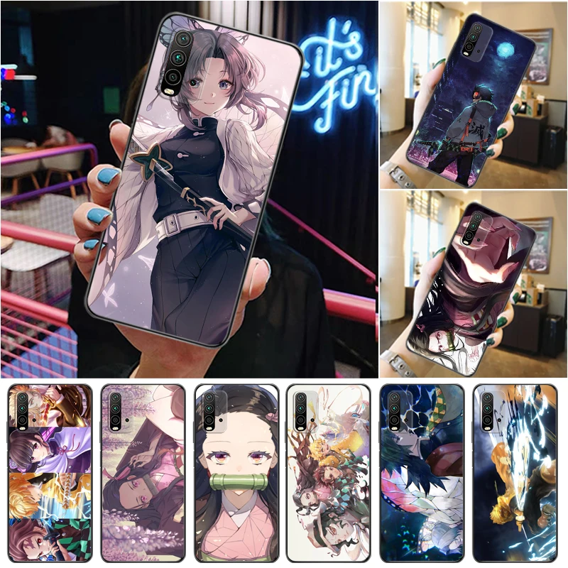 

Demon Slayer Agatsuma Zenitsu Kamado Nezuko Kamado Tanjirou Kimetsu No Yaiba Phone Case For Xiaomi Redmi 9 9T 9A Pro Cases