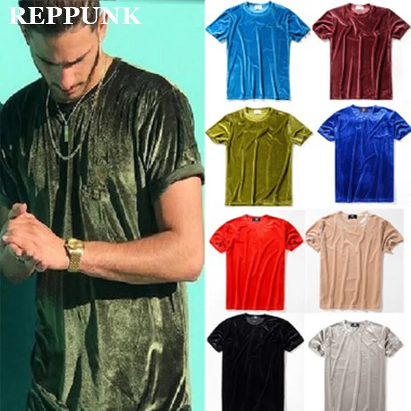 REPPUNK 2020 Мужская Уличная одежда большие размеры велюровая футболка однотонная