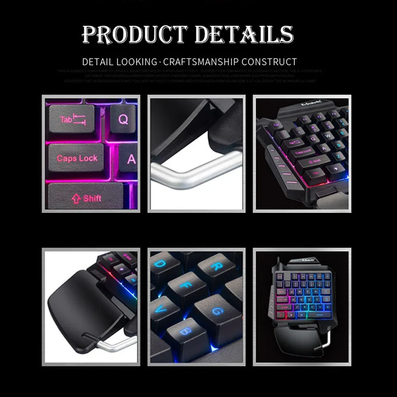 

Gaming Keyboard One Handed RGB Backlit Mini Gaming Keypad Wrist Rest Portable Wired Keyboard Ergonomic for PC Gamer Equipment