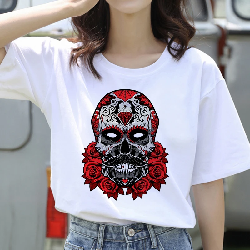 

Creative skeleton summer fashion T-fashion women Fashion Soft Casual White T shirts Tops funny printed T-shirt
