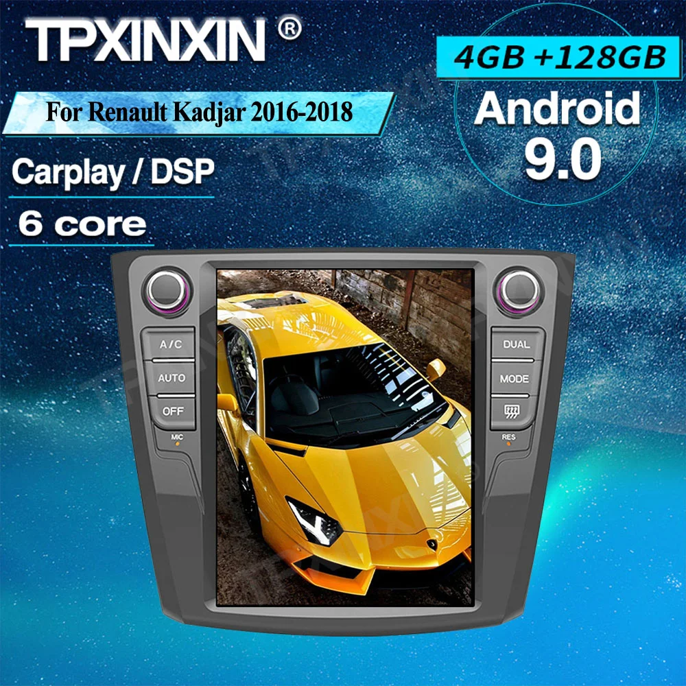 

Автомобильный мультимедийный проигрыватель PX6 в стиле Tesla для Renault Kadjar 2016-2018 Android 9 4 + 128G