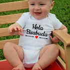 Комбинезоны для новорожденных Hola Bisabuela, испанские креативные детские комбинезоны для малышей и младенцев, повседневные Комбинезоны с коротким рукавом, одежда