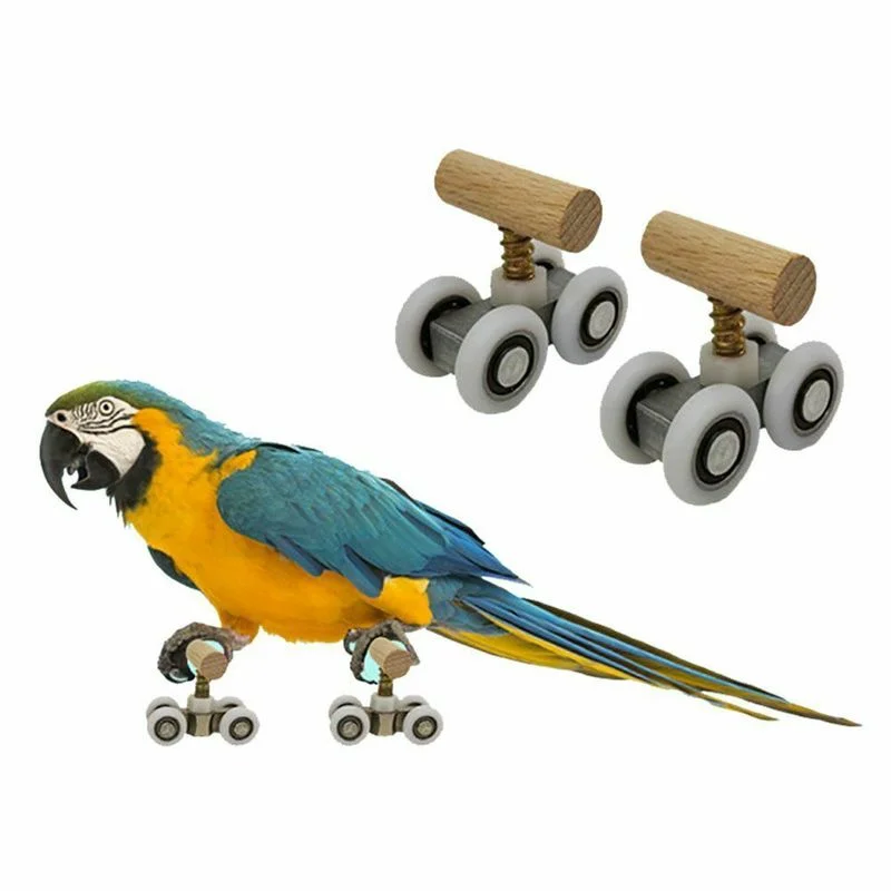 

Parrot Roller Skates Toys Adjustable Pet Birds Mini Roller Ice Skates Play Activity Foot Toy for Small Medium Parrots Bird