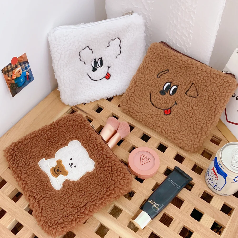 

Korean New Bear Cosmetic Bag For Women Cute Dog Makeup Toiletry Pouch Fashion Necessaries Make up Soft Organizer Case Girls