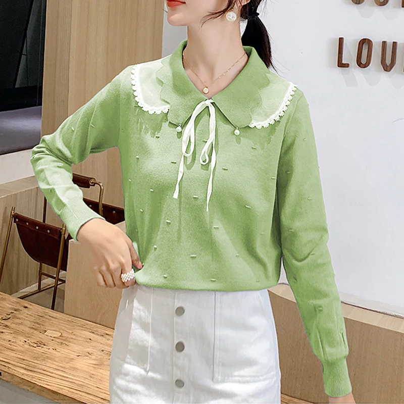 Женская трикотажная рубашка с отложным воротником весна 2020 новинка 5 цветов