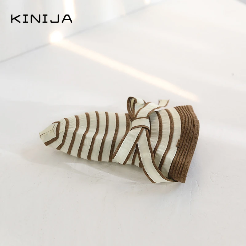 Женская пляжная шляпа Hepburn летняя Панама в полоску с бантом и большими полями