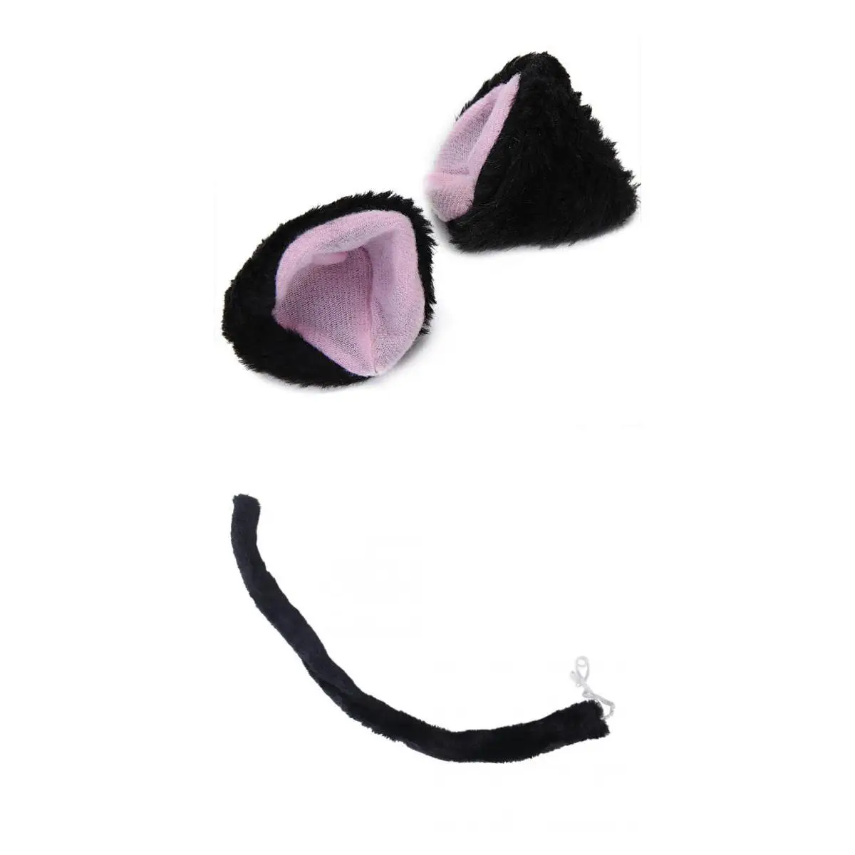 Заколка для волос с кошачьими ушками заколка косплей черный + новый длинный хвост