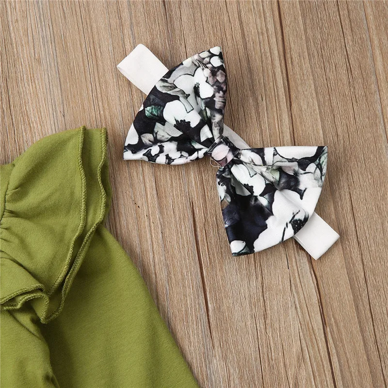 

3Pcs/Set Newborn Infant Baby Girl Floral Outfit Clothes Autumn Winter Long Sleeve Ruffles Romper Top+Pants+Headband Baby Clothes