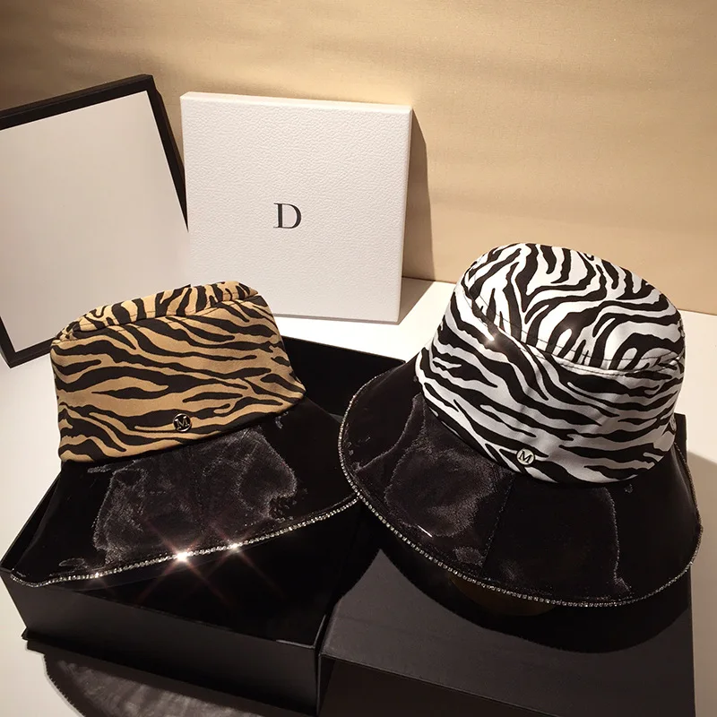 

Summer Outdoor Sun Hat Zebra Print Fisherman Hat Hip Hop Fisherman Panama Hats Women's Mesh Yarn Thin Breathable Basin Cap