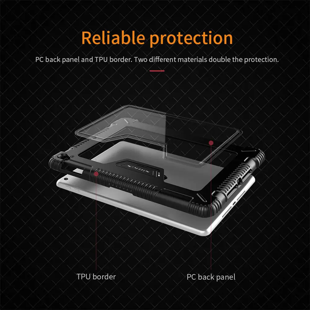 

For iPad 9.7 2018/iPad 9.7 2017 Apple Nillkin Business Magnetic Black Folding Stand Bumper Leather Case Cover Wake Sleep Clear