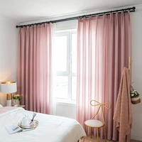 pink chiffon solid tulle curtains for bedroom living room window white sheer curtain drapes