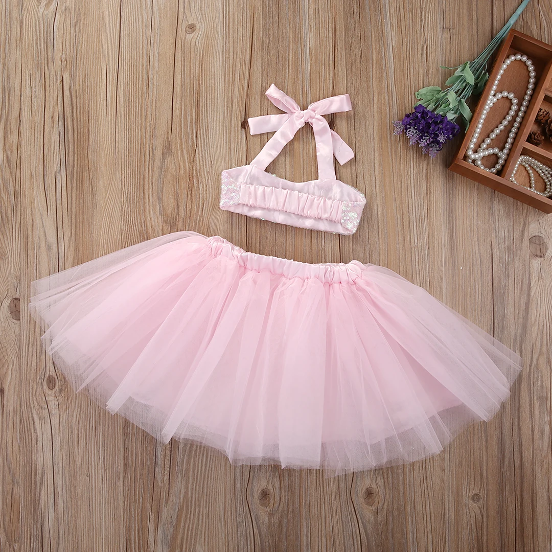 Детская рубашка бандо с лямкой на шее блестками для маленьких девочек вечерние