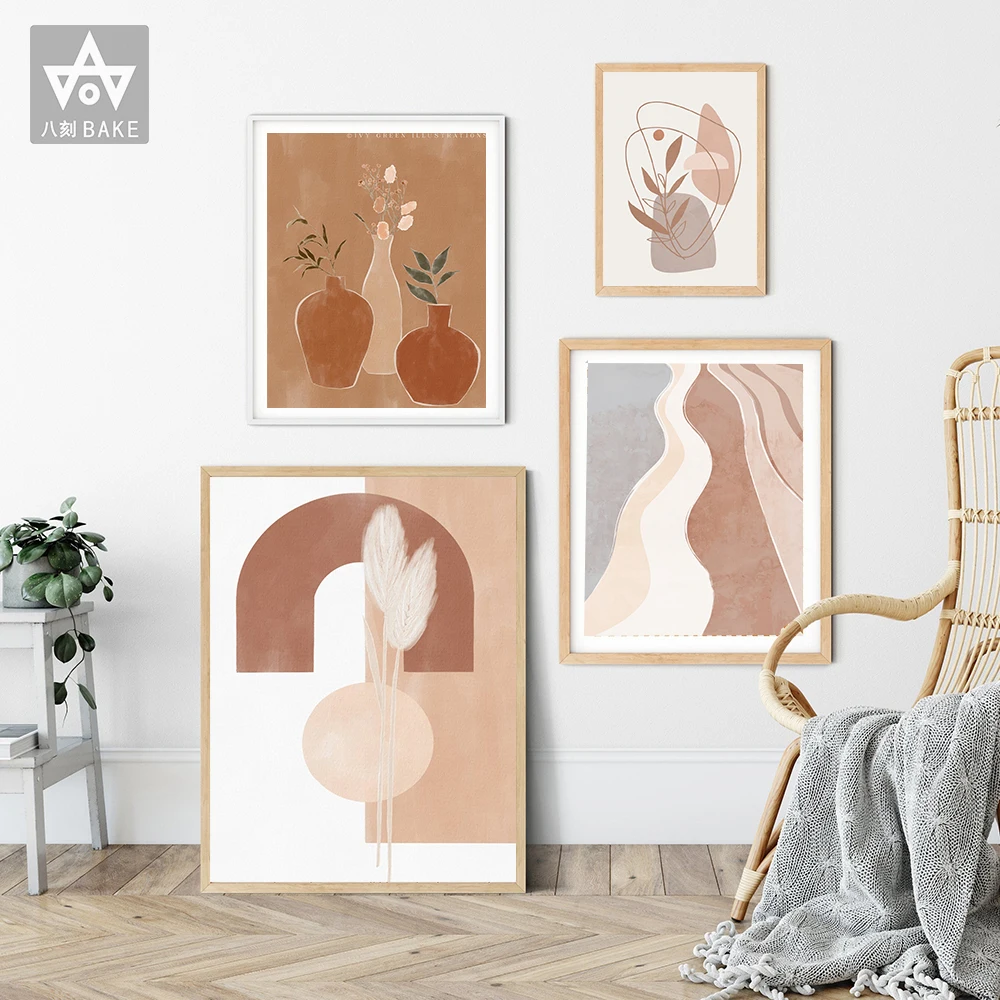 

Trendy Abstract Geometric Line Flower Canvas Paintings Interior Wall Art Poster and Print Vintage Pictures for Living Room Home