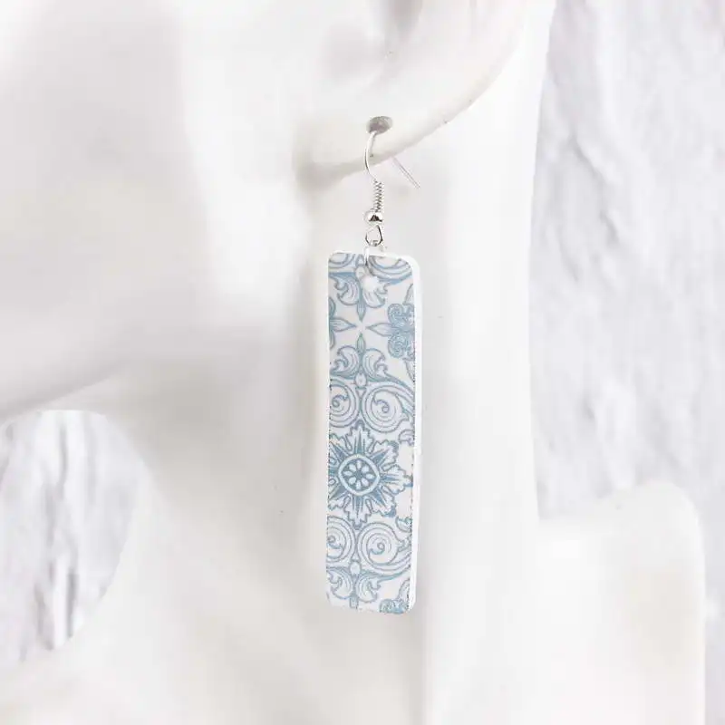 Женские кожаные серьги-подвески с принтом в марокканском стиле