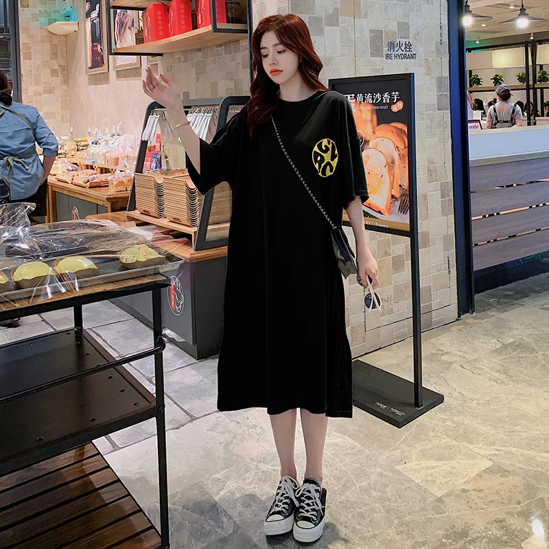 Женское свободное платье NYFS корейский стиль с коротким рукавом из чистого хлопка