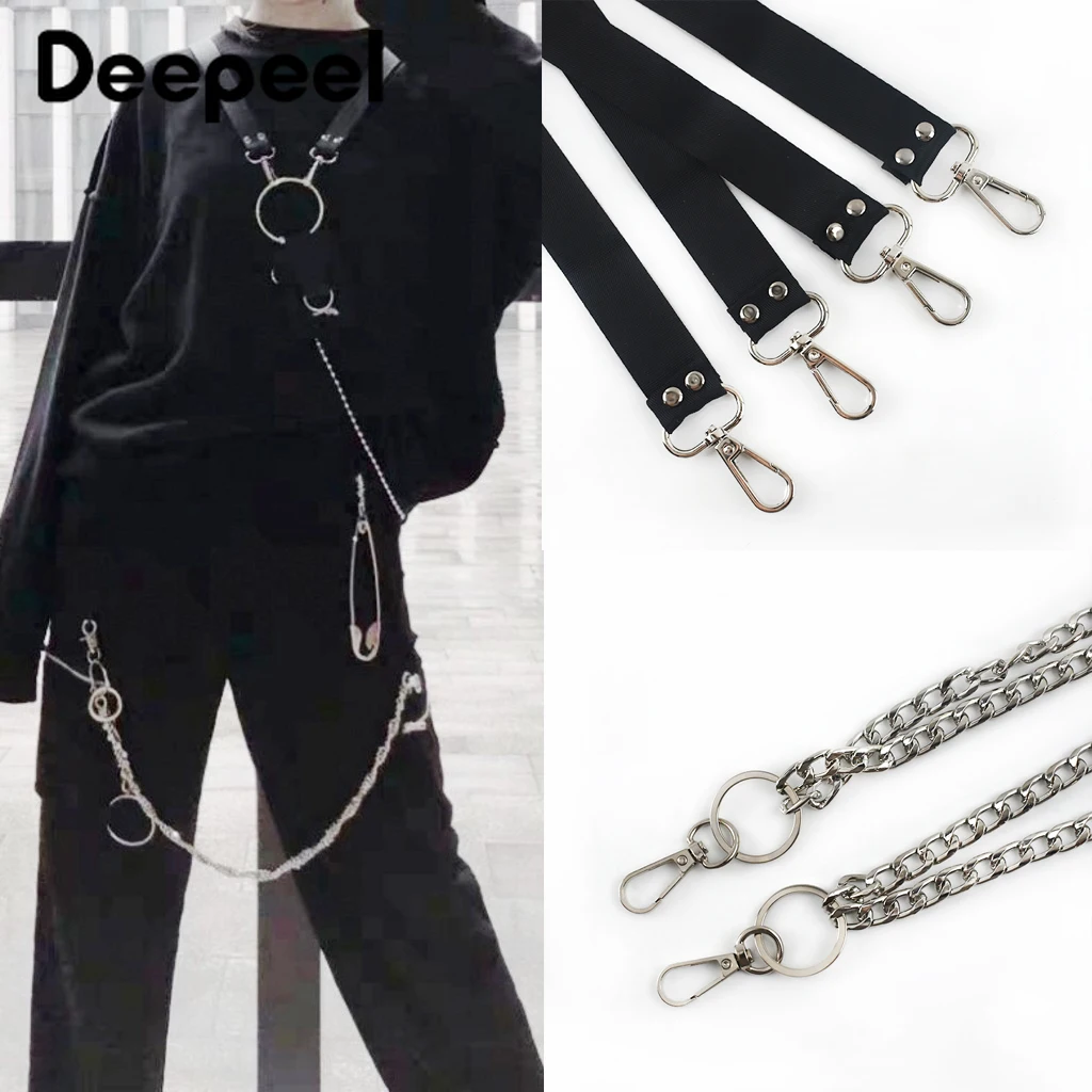 Deepeel 1 шт. 2 5*100 110 см унисекс цепь черного металла подтяжки в стиле панк хип хоп с