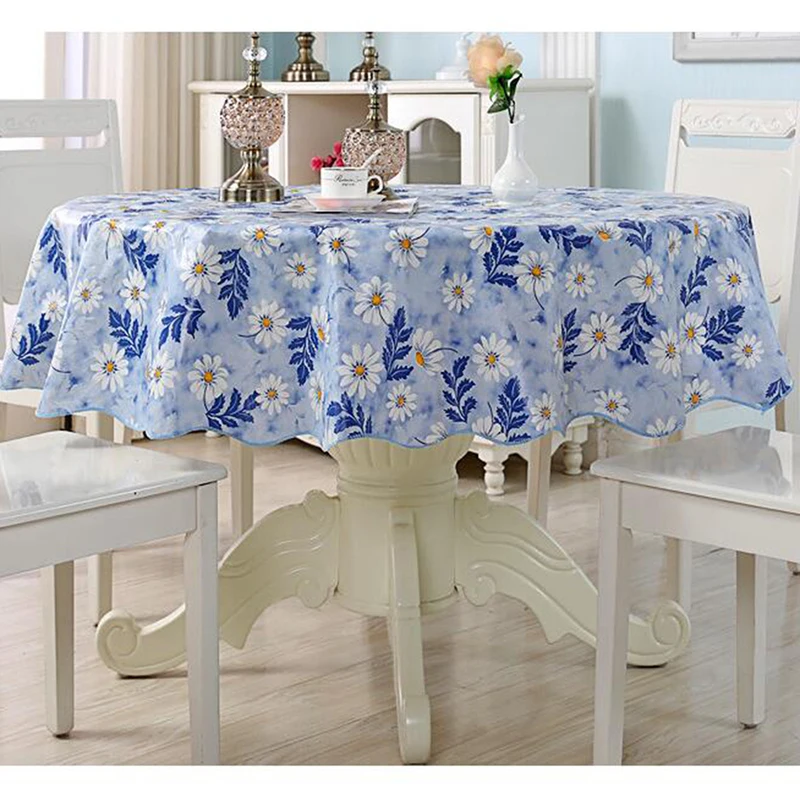 Round Tablecloth PVC Waterproof Pastoral Floral Printed Table Cloth Oilproof Home Dining Cover | Дом и сад